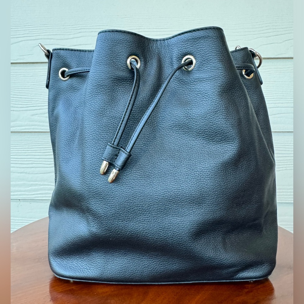 WHBM Black Drawstring Bucket Bag - Picture 10 of 12